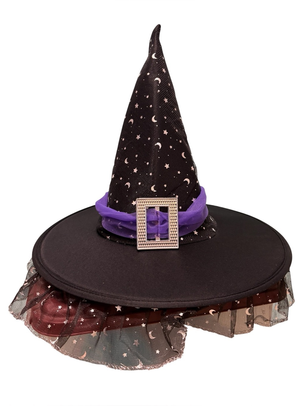 Women’s black & purple lace witch hat